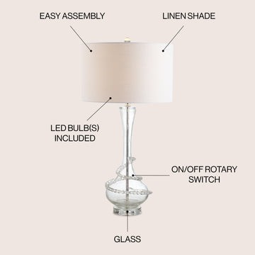 Belle 31.5" Glass LED Table Lamp - JONATHAN Y